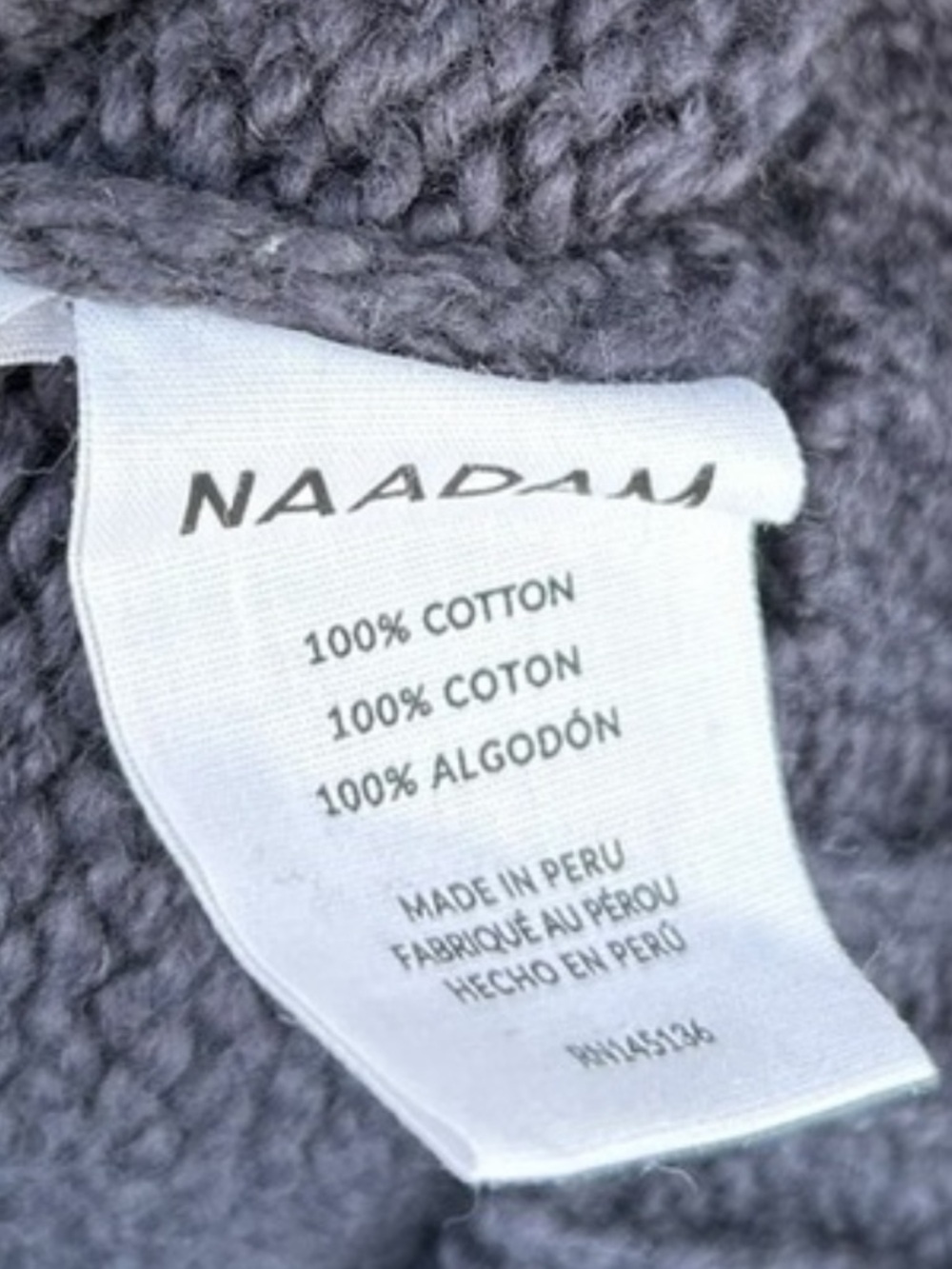 NWT NAADAM Chunky Cotton Oversized Cardigan Size Medium Washed Navy 100% cotton - Picture 7 of 10